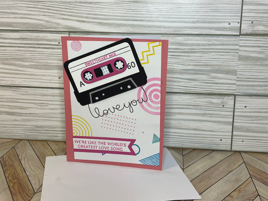 Love You Cassette Tape Greeting Card