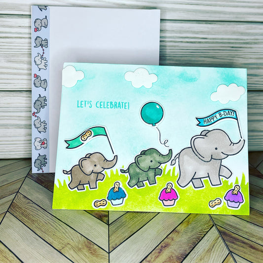 Elephants on Parade-Birthday Card